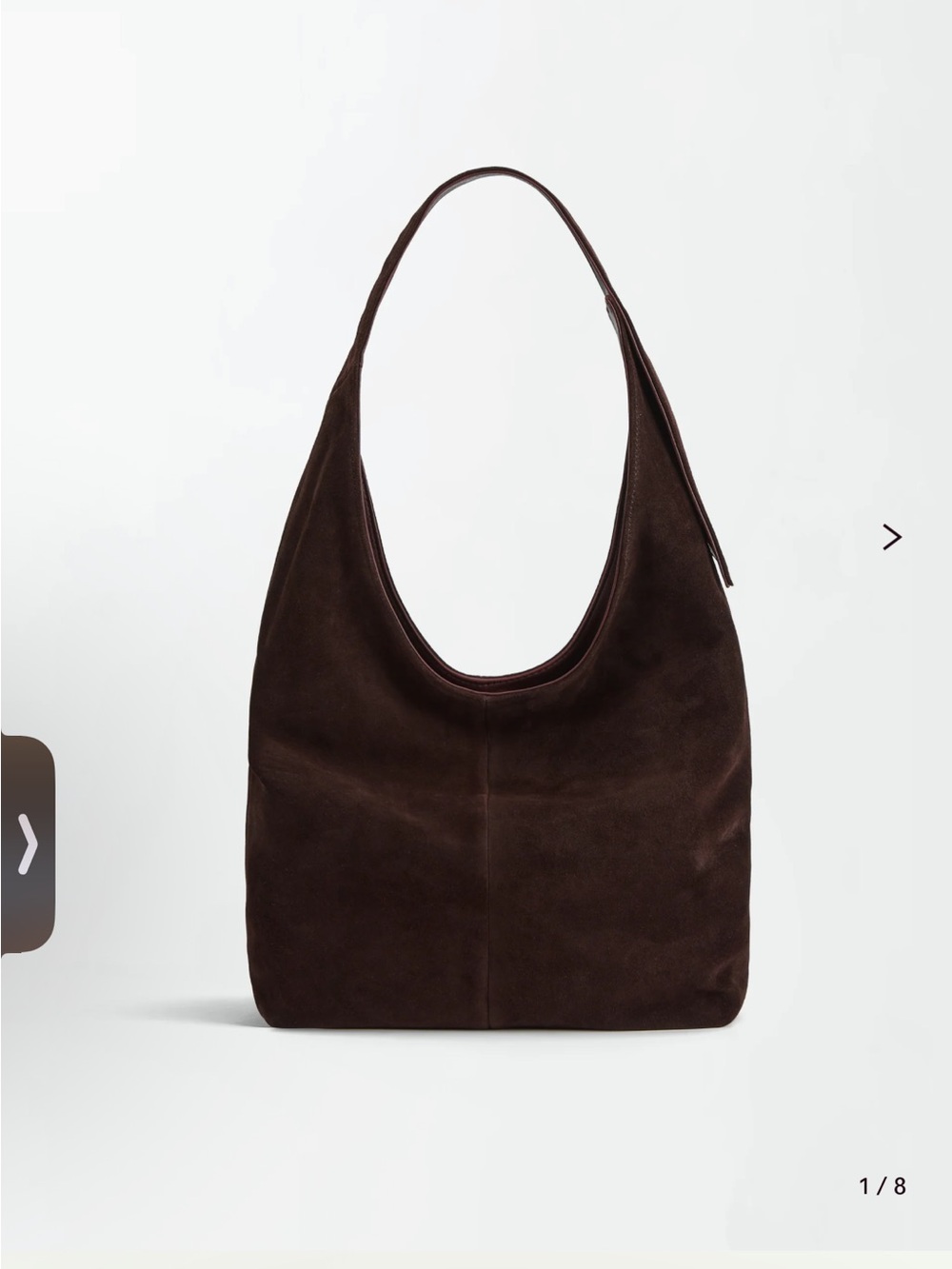 Suede Hobo Shoulder Bag in Dark Brown